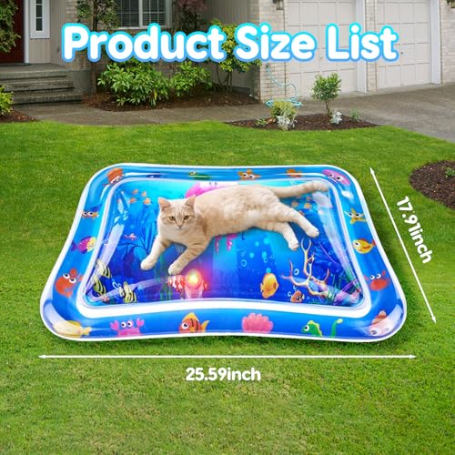 kowgical Cat Water Mat, Interactive Toys 25x17 inch Multi-Color Lighted Cat Dog Water Sensor Playmat with Fish, Pet Mat Fl...