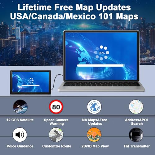 GPS Navigator for Car with 2025 Maps Free Lifetime Update, 7 Inch Car GPS Navigation System for Truck Commercial Drivers w...