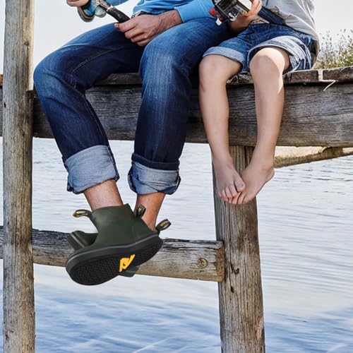 Kalkal Men's Deck Boots Anti-Slip Saltwater Fishing Rain Boots with Memory Foam, Waterproof Rubber Ankle Work Boots for Sa...