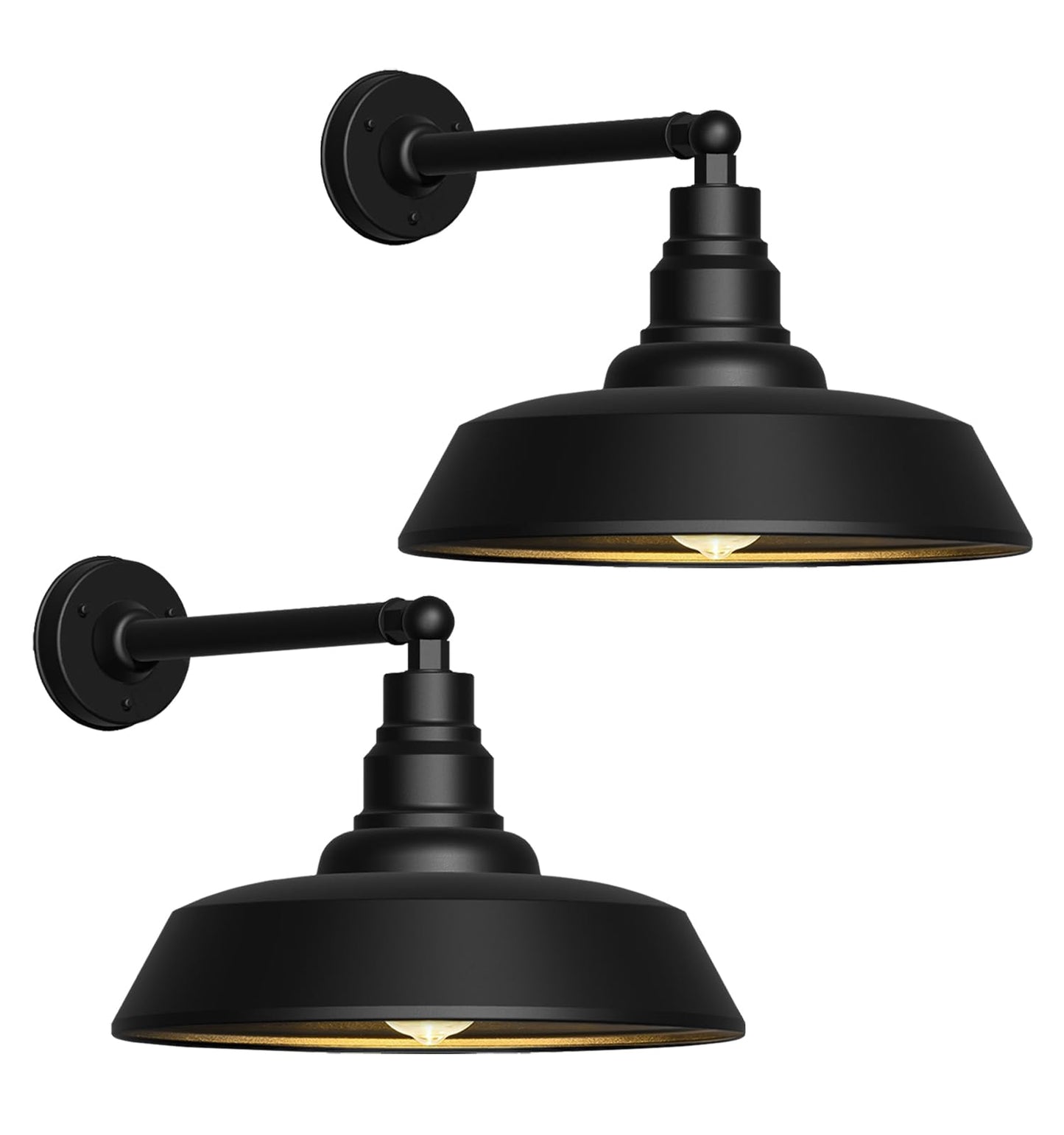 Franing 15" Large Gooseneck Barn Lights - Gooseneck Outdoor Lights Stylish Black Wall Lights, Farmhouse and Garage Porch Lights 2-Pack