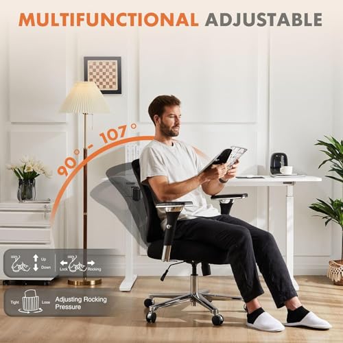 Sweetcrispy Big and Tall Office Desk Chair with Lumbar Support, 500lbs Heavy Duty Mesh Ergonomic Computer Chair with 4D Ar...