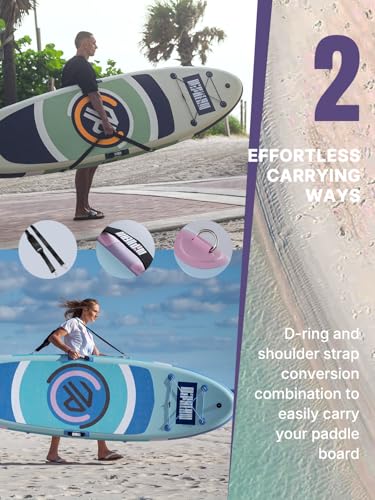 Niphean（Ultra-Light）Inflatable Paddle Board with (Beginner Friendly) StabilTrac Fin and Durable SUP Accessories, 10' Stand...