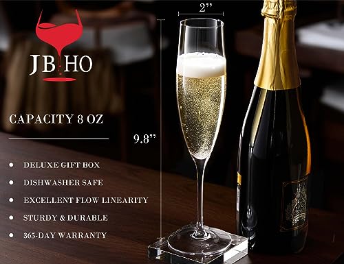 JBHO Champagne Glasses-Elegant Flutes-Gift-Box-Hand Blown Champagne Flutes Glass-100% Lead-Free Premium Crystal - Gift Ide...