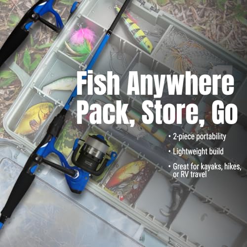 Reaction Tackle Fishing Rod and Reel Combo – 2-Piece IM6 Carbon Rods with Smooth Casting Reels – Spinning & Baitcasting Op...