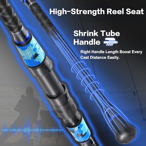 Sougayilang Surf Fishing Rod and Reel Combo, 4 Piece MH/H Saltwater Fishing Combo with 5000 Size Spinning Reel(12'/15')