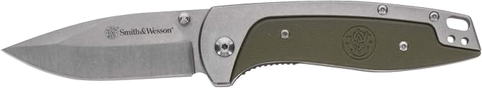 Smith & Wesson Freighter 7.6in High Carbon S.S. Folding Knife with 3.2in Drop Point Blade and Stainless/G10 Handle for Out...