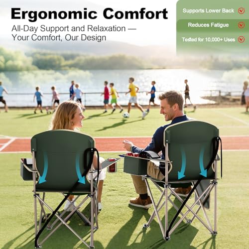 VTOY Folding Camping Chairs Durable 600D Oxford, Portable Outdoor Chair with Cooler Pouch, Cup Holder & Storage Pocket for...