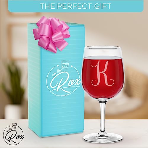 Monogrammed A-Z Wine Gifts for Women - 12.75 oz Engraved Personalized Wine Glass- Funny Wine Lover Monogram Gifts for Wome...