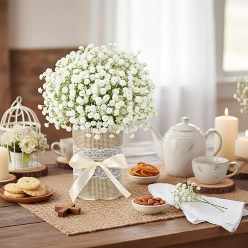 Teecyhooo 6 Pcs Valentines Day Centerpieces Metal Vases Table Decor with Bow Farmhouse Metal Flower Vase 4.7 x 3 Inch Vale...