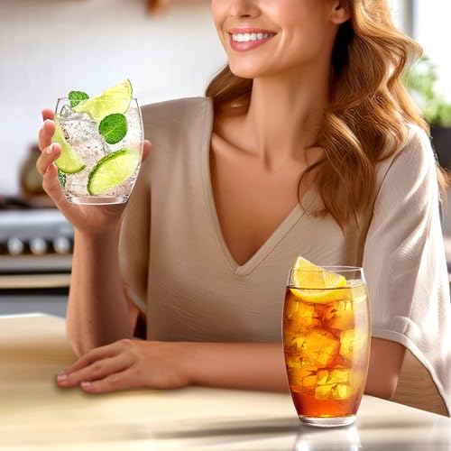 Amazing Abby - Fraternity - 12-Ounce and 16-Ounce Plastic Tumblers (Set of 8), Plastic Drinking Glasses, All-Clear Reusabl...