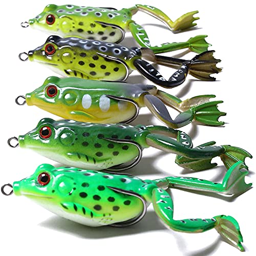 LURESMEOW Frog Lure, Topwater Fishing Lures, Frog Lures for Bass Fishing, Top Water Frog Soft Swimbaits with Weedless Fish...