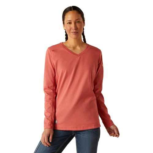 ARIAT Women's Fire Resistant AC Crew Top, Mineral Red, X-Large