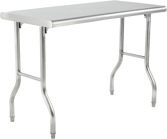 Commercial Stainless Steel Folding Table，48 x 24 Inch Heavy-Duty Kitchen Island Folding Commercial Prep Table for Food, Re...
