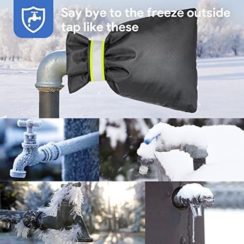 DELUX Outdoor Faucet Covers for Winter 9.05" H X 6.89" W 2 Pack, Outside Garden Faucet Socks for Freeze Protection, Reusab...