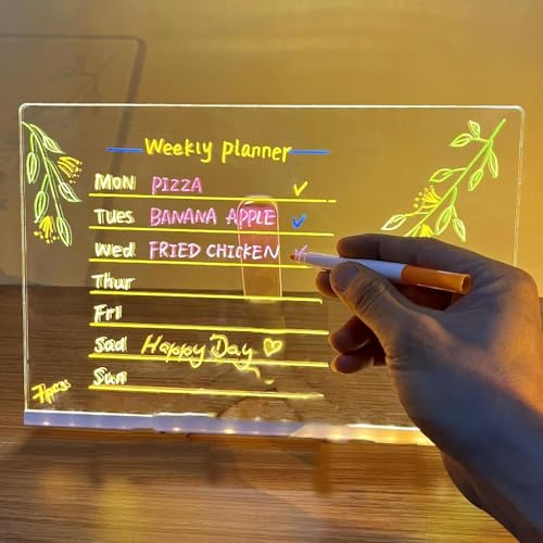 Lumiboard LED Drawing Board for Kids & Adults, Rechargeable Acrylic Dry Erase Message Board with 7 Color Markers & Adjusta...