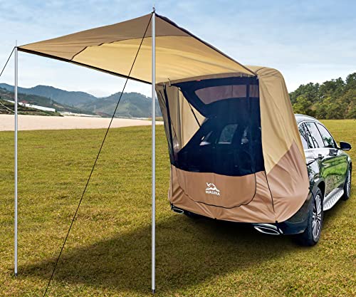 Poles Included Tailgate Shade Awning Tent for Car Camping Road Trip Essentials Small to Midsize SUV Waterproof 3000MM UPF ...