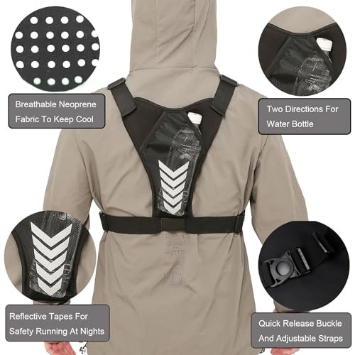 Criuage Outdoor Chest Bag for Men, Lightweight Running Vest with Water Bottle Pocket, EDC Chest Pack for Hiking, Cycling