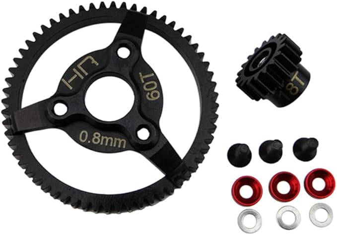 Hot Racing STE260 Steel Pinion and Spur Gear Set (18t/60t 32p)(Red) - TRA