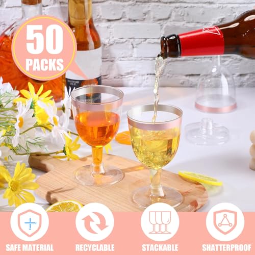 Thenshop 50 Pack 5 oz Plastic Champagne Flutes Clear Disposable Wine Glasses Cups with Stem Reusable Goblets Shatterproof ...