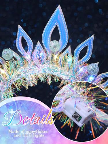 Woeoe Light Up Christmas Headband Costume Crown Headband Party Glow Xmas Hair Accessories for Women