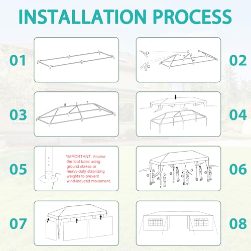 10' x 30' White Canopy Tent with 5 Removable Sidewalls, Outdoor Patio Gazebo with Transparent Windows, Shade Shelter Tents...