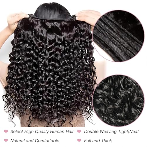 12A Water Wave Human Hair Bundles 20 22 24 Inch Raw Curly Bundles Human Hair,Ultra Double Drawn Sew In Weft No Tangle Shedding,Double Lifespan Virgin Hair,Multiple Washes Keep Texture Silky Soft
