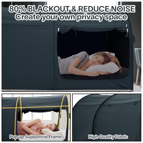 Alvantor® Bed Canopy Bed Tents Dream Tents Privacy Space Twin Size Sleeping Tent Indoor Pop Up Portable Frame Curtains Bre...