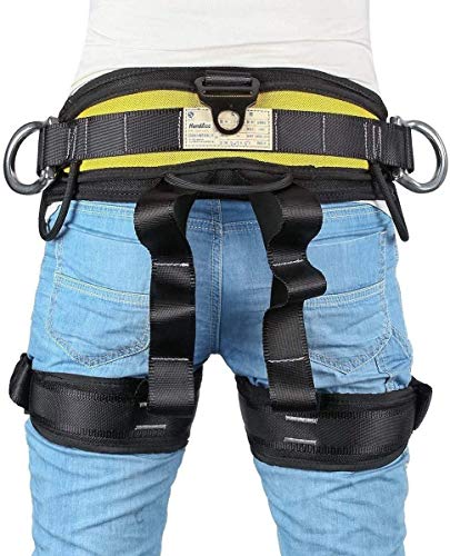 HandAcc Climbing belts, Thicken Professional Safety Belt with Magnesium Alloy Connection Ring, Outdoor Momentum Belt for R...
