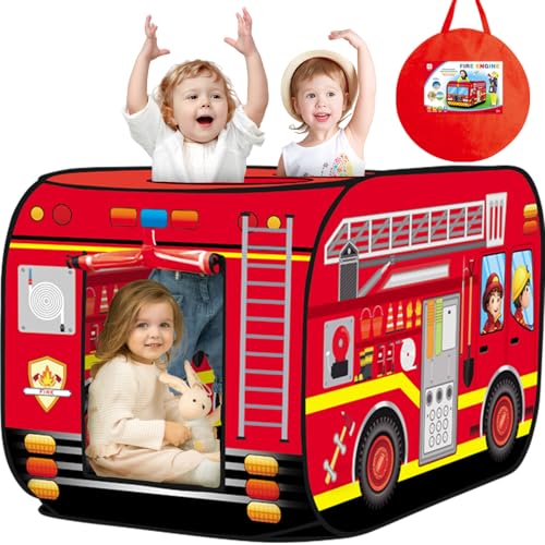 Britik Pop Up Play Tent for Kids Aged 3-5 Years Old Boys and Girls : Fire Truck Tent Playhouse Toy Play Tents for Toddlers...
