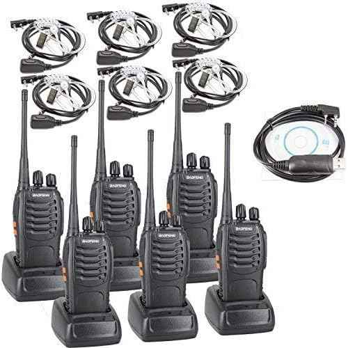 BaoFeng BF-888S Two Way Radio with Built in LED Flashlight (Pack of 6) +Covert Air Acoustic Tube Headset Earpiece