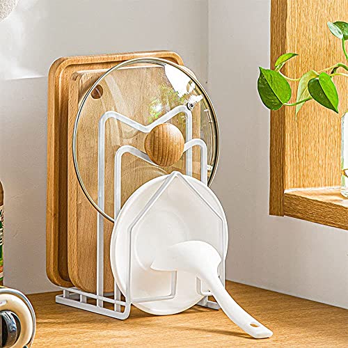 LINFIDITE Cutting Board Rack Chopping Board Organizer Stand Holder Kitchen Countertop Pots Pan Lids Rack Organizer Flat St...