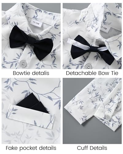 nilikastta Toddler Boy Outfit Boy Suit Boy Dress Shirt with Bowtie/Suspender Pants Gentleman Wedding Outfits 1-10 Years