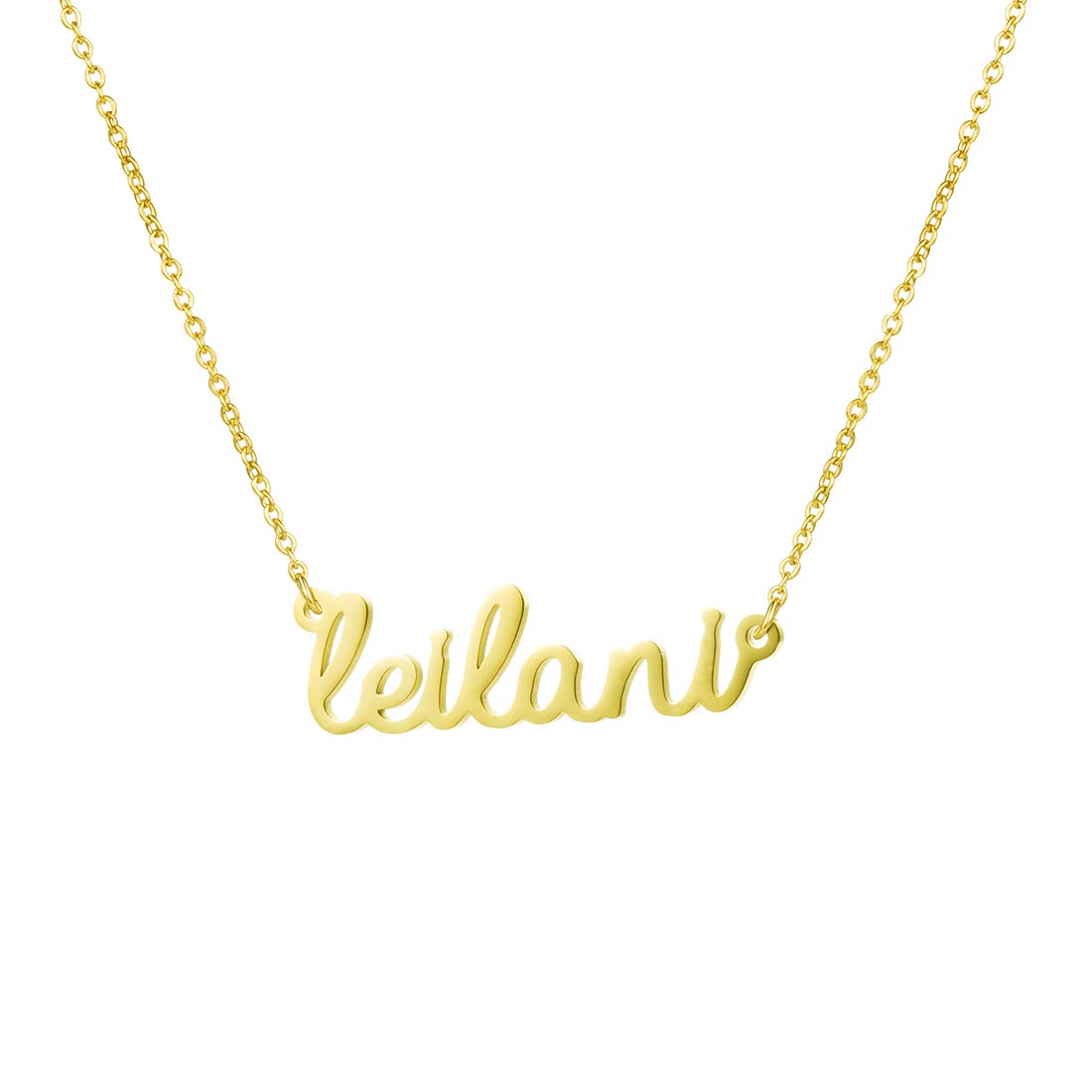 Awegift Name Necklace Big Initial Gold Plated Best Friend Jewelry Women Gift for Her Leilani