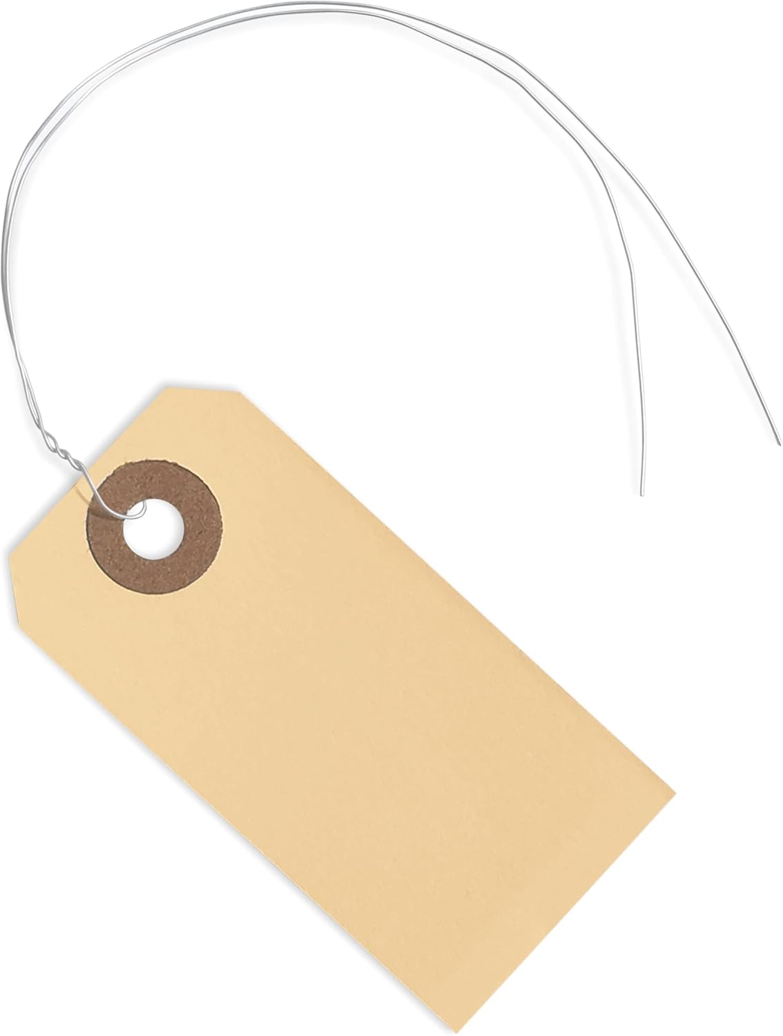 String Tags with Wire Attached- #1, 2 3/4” x 1 3/8”, Box of 500 Blank Shipping Tags with Wire and Reinforced Hole, Wired Labeling Tags