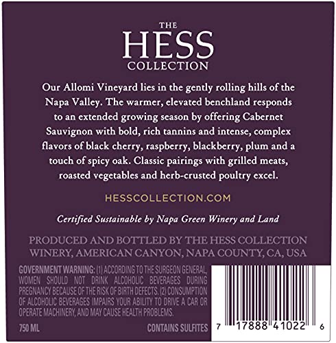 Hess Collection Allomi Cabernet Sauvignon, Red Wine, 750 mL Bottle