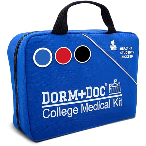 DormDoc College First Aid Kit – Compact Emergency Medical Kit for Dorm Rooms, School, Sports – with Bandages, OTC Medicine...