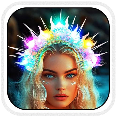 Bessney Light Up Headband Glowing Mermaid Headbands LED Rave Festival Hair Accessories for Women