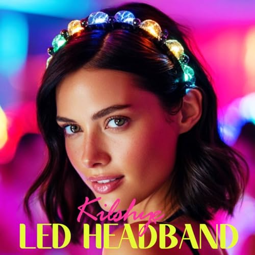 Kilshye Light Up Headband LED Black Hair Band Rave Hair Accessories for Women