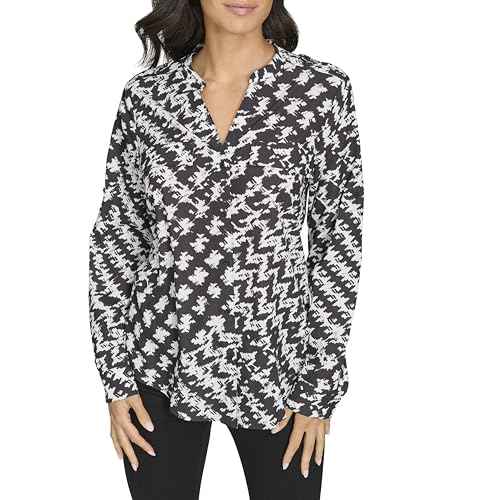 Calvin Klein Womens Printed Long Sleeve Blouse
