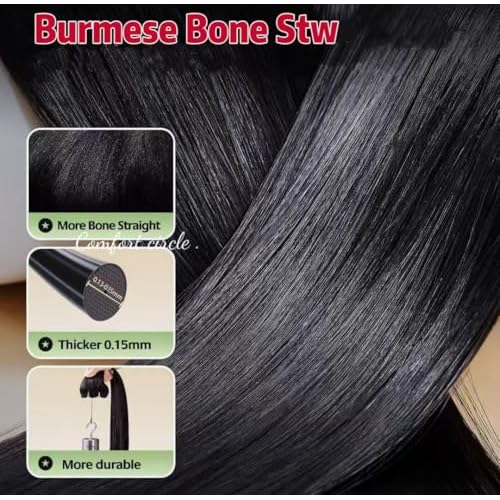 Burmese Bone Stw Raw Human Hair Single Bundle, Natural Super Sliky Straight Bundles Human Hair,Keep Soft and Smooth After Washes Fivefold Lifespan Than Regular Hair (18 inch(100g))