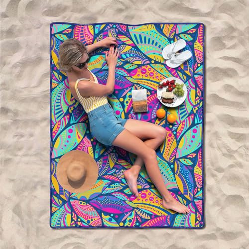 Fefede Waterproof Picnic Blankets Foldable & Portable 60''x80'' Boho Picnic Mat for Outdoors, Large Washable Picnic Blanke...