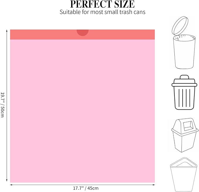 6Rolls Drawstring Small Trash Bags,4 Gallon Thicken Drawstring Small Garbage Bags for Kitchen,Bathroom,Bedroom,Home,Office Trash Cans，120 Counts (Pink)