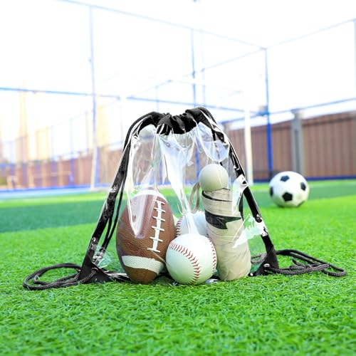 RunaFun 2Pack Clear Drawstring Backpack ，12×12×6 Small Clear Drawstring Bags for Stadium Events, Work, Festivals and Sport...