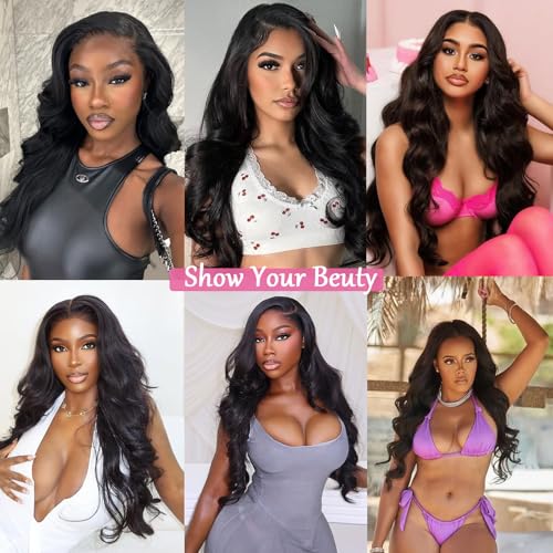 13x6 Lace Front Wigs Human Hair Pre Plucked 180 Density Body Wave HD Lace Front Wigs Natural Color Glueless Hair wig for Women 28 Inch
