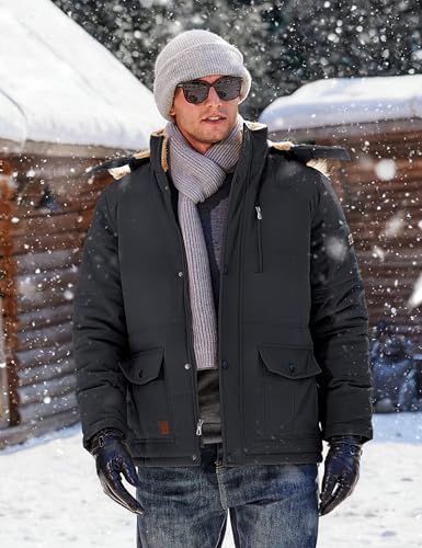 TACVASEN Men's Winter Jacket with Hood Water Repellent Windproof Thicken Parka Winter Coat