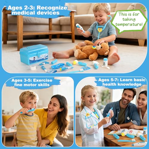 Doctor Kit for Toddlers 3-5 Year Old Kids Girls Boys Toys Pretend Play Dress Up Educational Dentist Doctor Set Costume Ste...