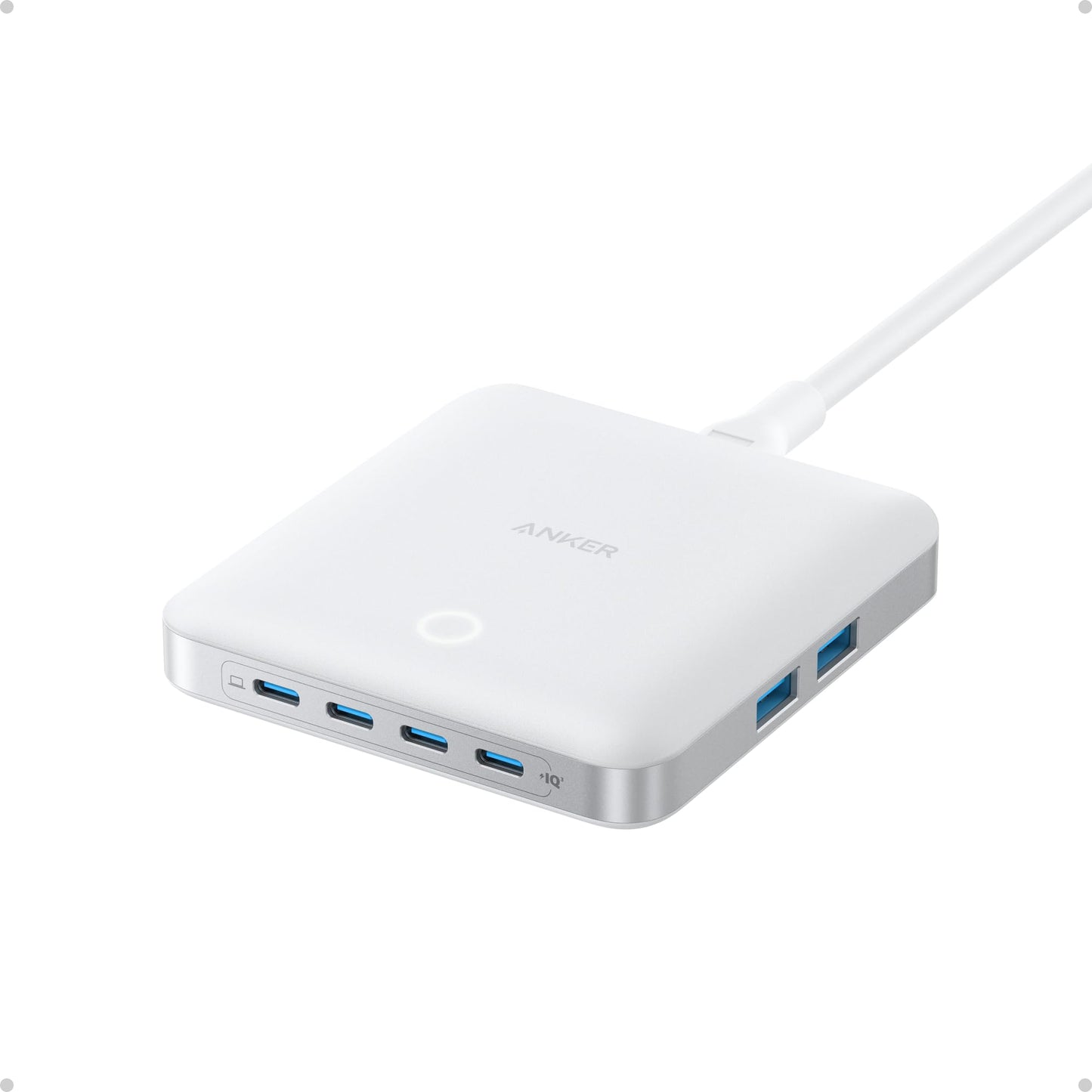 Anker Nano Charging Station, 130W Fast Charging, 6-Port Slim Usb C Charger With 4 Usb C, 2 Usb A Ports, Compact, For Iphone 17,