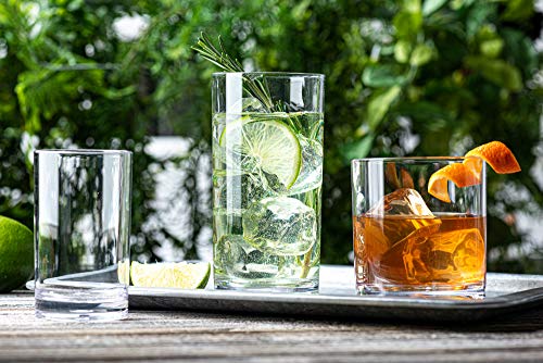Le'raze Elegant Acrylic Drinking Glasses [Set of 18] Multi Size Attractive Clear Plastic Tumblers - Unbreakable Drinkware ...