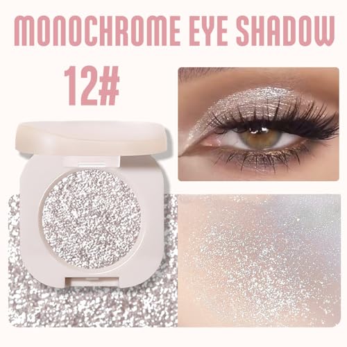 FeiCuiYun Glitter Shimmer Sparkle Eyeshadow Palette Makeup for Older Women, Silver Glitter Shimmer Metallic Holographic Mu...
