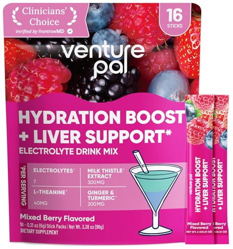 Venture Pal Hydration Packets + Liver Support- Liquid Daily IV Electrolyte Powder Packets with 7 Electrolytes & 5 Vitamin...